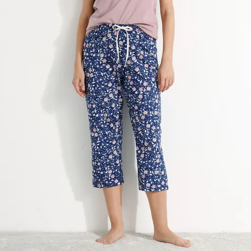 Pantaloni de pijama 3/4 cu imprimeu floral