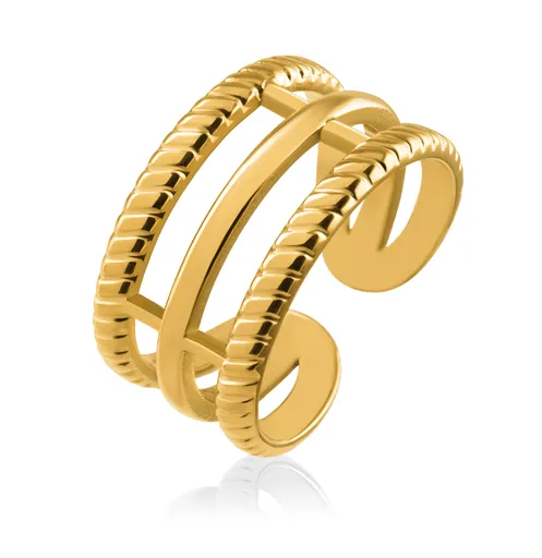 Troli Inel distinctiv deschis din oțel placat cu aur
