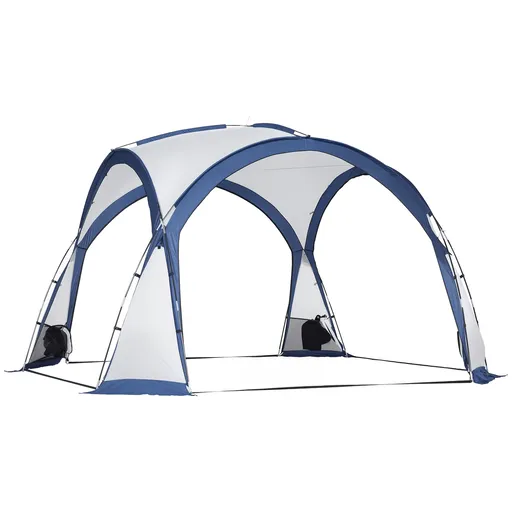 Outsunny Cort de camping dôme pentru familie pentru 6-8 persoane cu 4 uși din plasă cu fermoar, material Oxford detașabil, cârlig pentru lampă, sac de