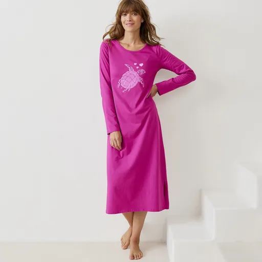 Cămașă de noapte cu mânecă lungă, cu imprimeu țestoasă