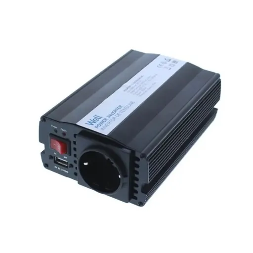 Invertor de tensiune 24V -> 220V, USB, 300W, Well