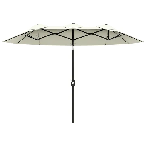 Outsunny Umbrelă de Grădină Dublă Înclinabilă la 45° cu Manivelă si 3 Orificii de Ventilație, 295x152x222 cm, Bej | Aosom Romania
