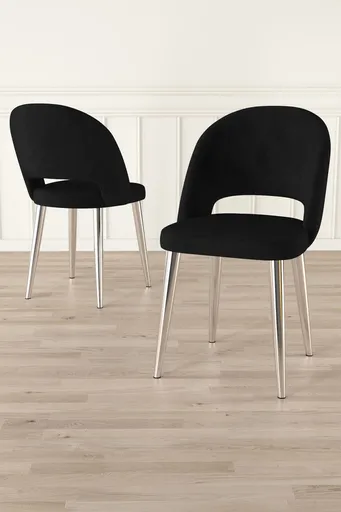 Set scaune 6 piese, Hanah Home, Pane, Negru / Crom