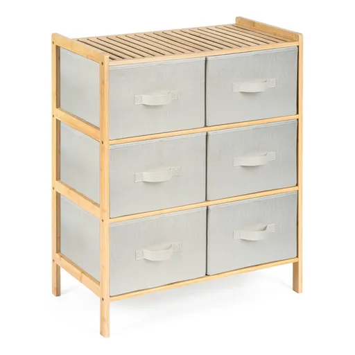 Raftier din bambus cu coșuri G21, 3 etajere, bej, bej, 3 etaje