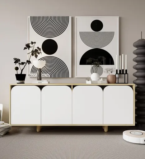 Consola, Hanah Home, Lazio Bohem 180, 180x75x45 cm, PAL, Stejar Safir / Alb