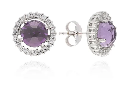 MOISS Cercei frumoși din argint cu ametiste EG000018