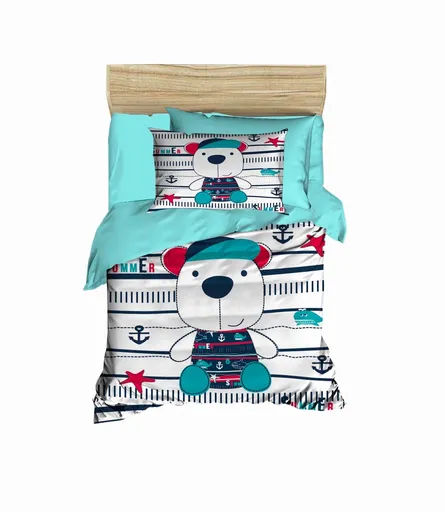 Lenjerie de pat pentru copii, L'essentiel Maison, PH114, Turcoaz / Roșu / Alb