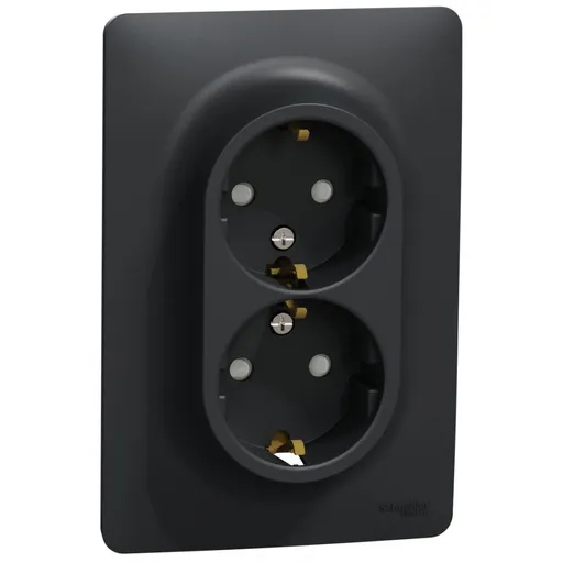 Priza dubla 2P+E 16A Schneider Noua Unica NU206754, antracit