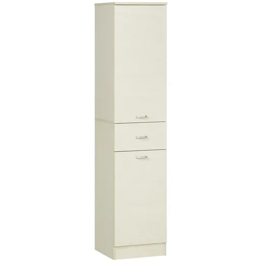 HOMCOM Dulap de Baie cu 2 Dulapuri, Sertar Central și Poliță Reglabilă pentru Depozitare și Organizare, 34x34x150 cm, Lemn Natural | Aosom Romania