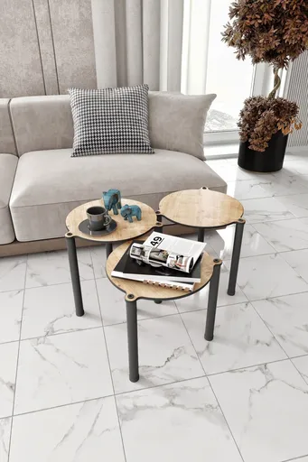 Set masute 3 piese, Hanah Home, Lavia 3, Stejar