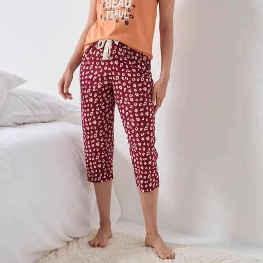 Pantaloni de pijama 3/4 cu imprimeu pe picior