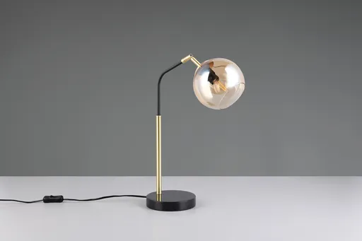 Lampa de masa Paxton, TRIO, 28x15x45 cm, 10W, 1x E14, metal, negru/auriu