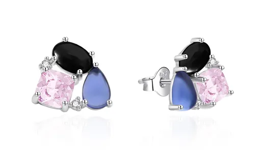 Agato Cercei originali din argint cu zirconii colorate AGT-E129PC