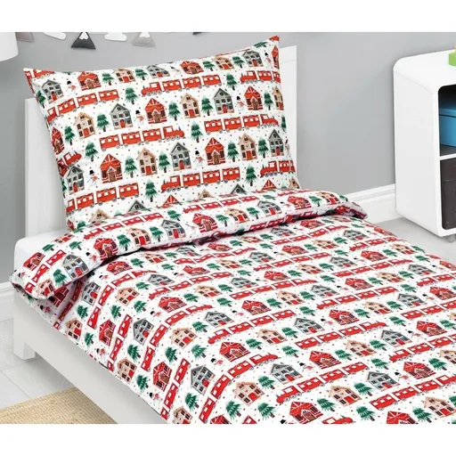 Bellatex Lenjerie de pat din bumbac de Crăciun Trenuleț, 140 x 200 cm, 70 x 90 cm