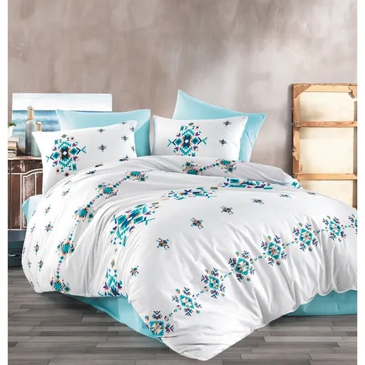 BedTex Lenjerie de pat din bumbac Hippi turcoaz, 220 x 200 cm, 2 bucăți 70 x 90 cm, 220 x 200 cm, 2 buc. 70 x 90 cm