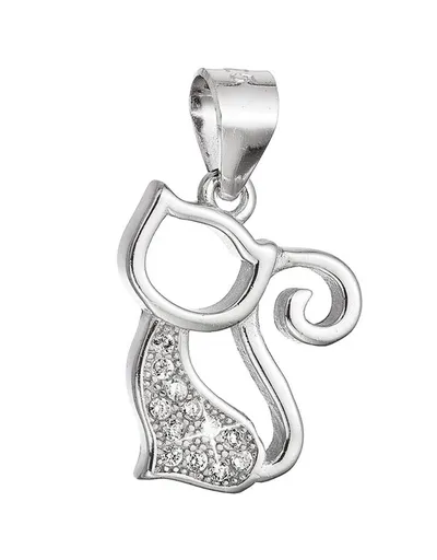 Evolution Group - Pavona Pandantiv jucăuș din argint Pisică cu zirconi 14037.1 crystal