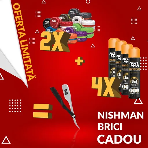 Pachet Promo Ceara de Par Nish Man Par 2 buc + 4 Buc Sparay 3 in 1 + Brici Cadou