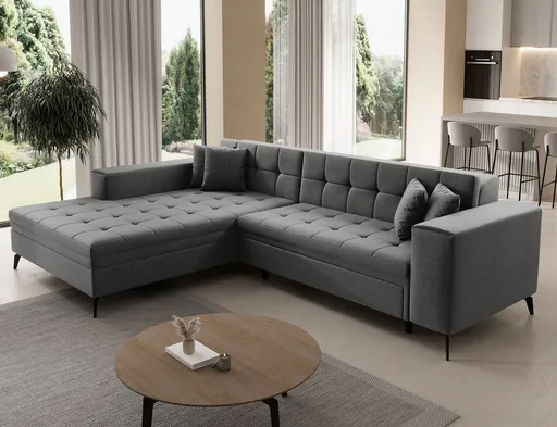 Coltar extensibil stanga 4 locuri ELTAP, Sol-04, Solange, 292x196x84 cm, lemn/poliester, gri