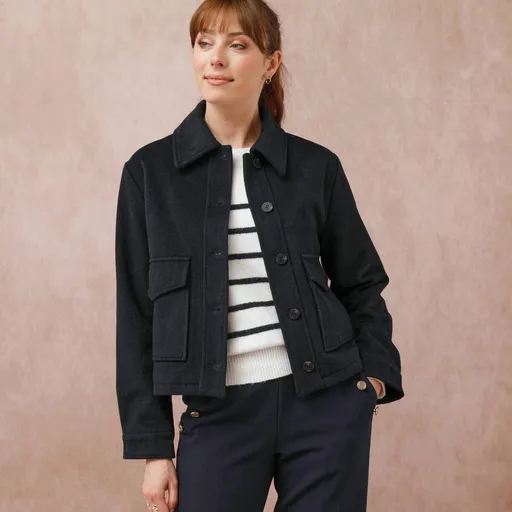 Jachetă scurtă cu amestec de lână