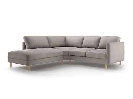 Coltar stanga 4 locuri, Eden, Micadoni Home, 267x234x90 cm, catifea, gri beton