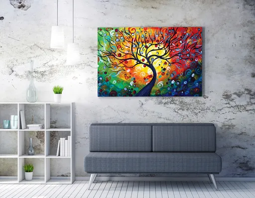 Tablou decorativ, WY112 (50 x 70), Lemn, Multicolor