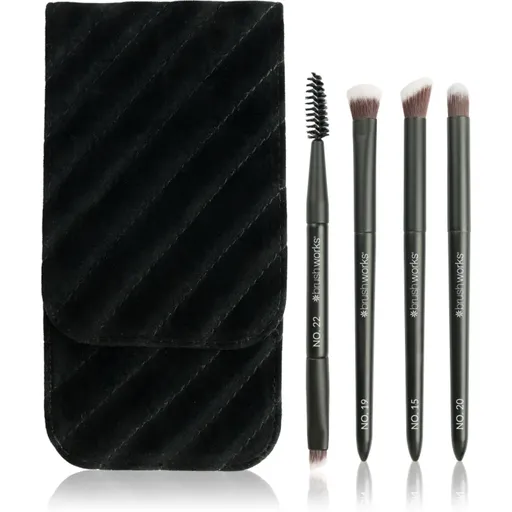 Brushworks Travel Eye Brush Set set perii machiaj pentru călătorii