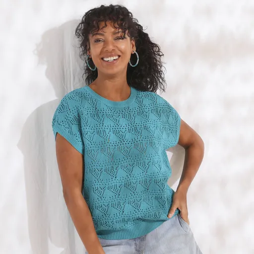 Bluză de culoare solidă din dantelă tricotată