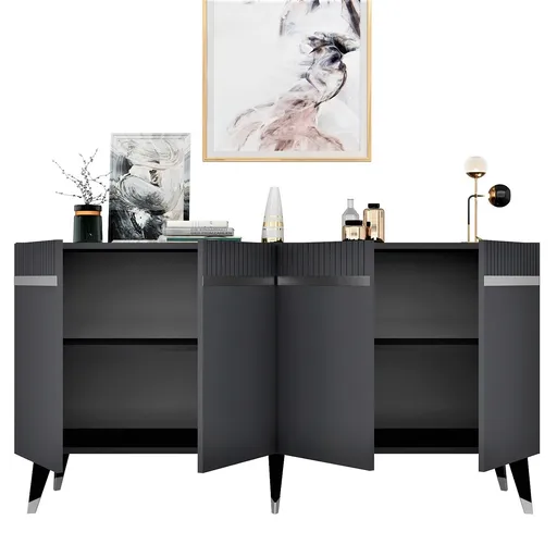 Consola, Hanah Home, Defne, 150x80x40 cm, Antracit / Argintiu