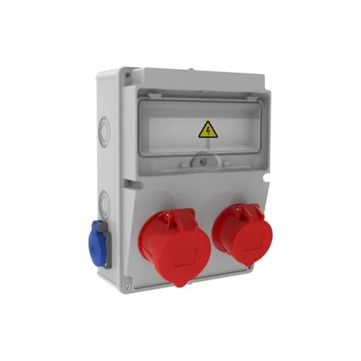 Tablou electric Bemis BH2-2134-1182, aparent, IP44, 224x302x120 mm, ABS, gri, 1 priza 5/32A 380V, 1 priza 5/16A 380V, 2 prize 1/16A 220V