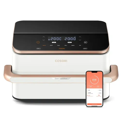 Friteuza cu aer cald dubla Cosori Dual Blaze TwinFry CAF-TF101S, 10 L, 6 programe, 35-240°C, Timer, ThermoIQ, Alb