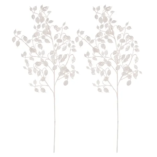 Set de ramuri artificiale Lunaria, 2 bucăți, alb,înzăpezite, 85 cm