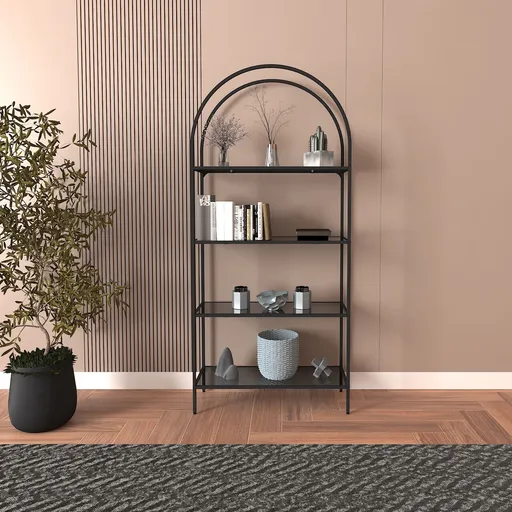 Corp biblioteca, Hanah Home, Mona, 80x175x30 cm, Negru