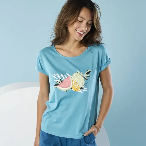 Tricou cu mâneci scurte și imprimeu, pentru o siluetă mai mică