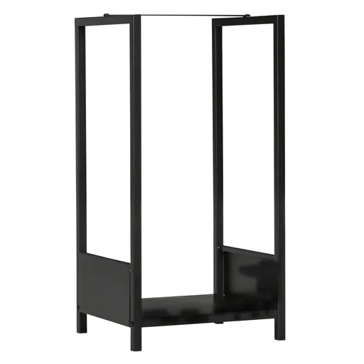 Outsunny Raft pentru Busteni  pentru Exterior si Interior din Otel, Suport pentru Lemne  Modern cu Baza Inaltata, 39x35x76cm, Negru | Aosom Romania