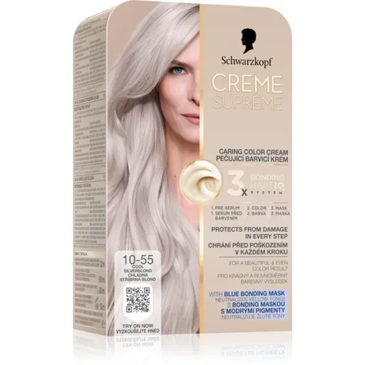 Schwarzkopf Creme Supreme Culoare permanenta pentru par culoare 10-55 Cool Silverblond 60 ml