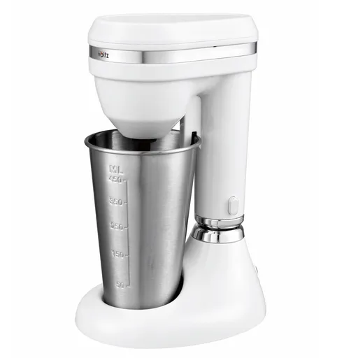 Mixer pentru frappe Oliver Voltz OV51163E, 100W, Bol otel inoxidabil 450 ml, 2 viteze, Agitator otel, Alb
