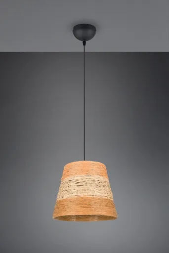 Lustra Joeline, RL, 30x150 cm, 10W, 1x E27, fire de hartie, negru mat/maro