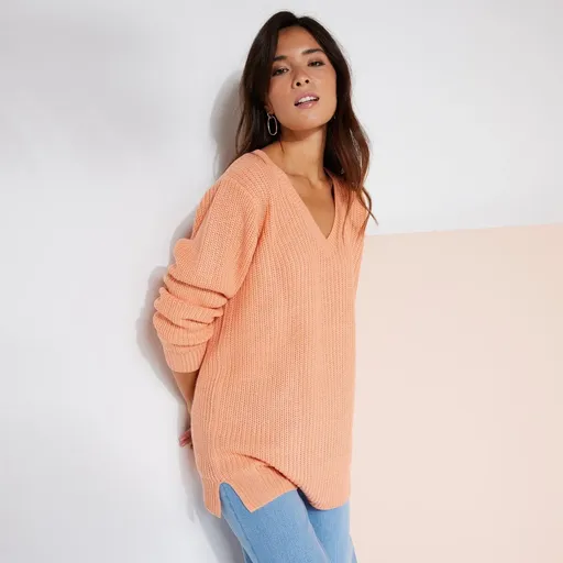 Pulover tunică cu decolteu în V