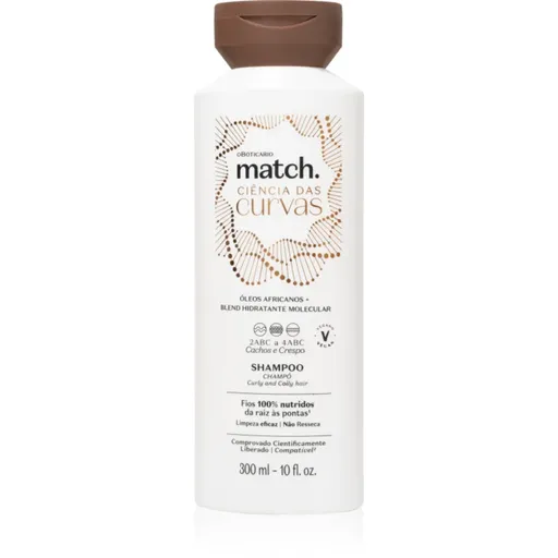 oBoticário Match. Science of Curves șampon hidratant pentru păr creț și ondulat 300 ml