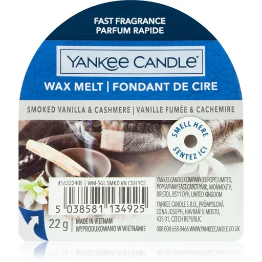 Yankee Candle Smoked Vanilla & Cashmere ceară pentru aromatizator 22 g