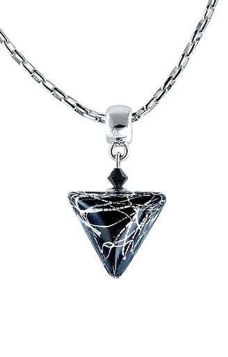 Lampglas Colier elegant Black Marble Triangle cu argint pur în perla Lampglas NTA2
