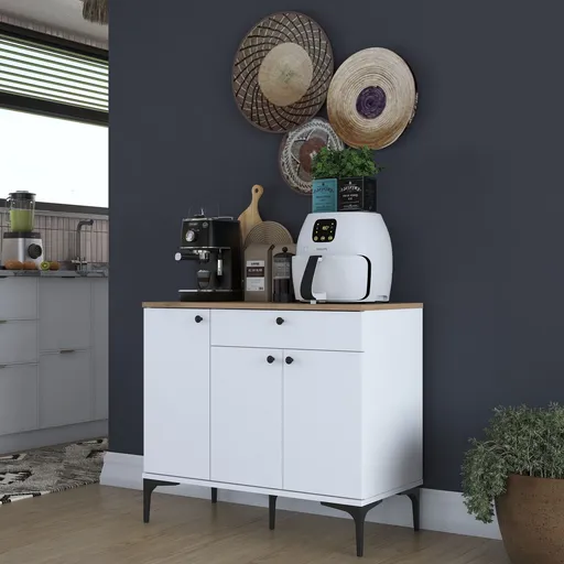 Dulap de bucatarie, Hanah Home, JE194, 90.2x78.6x45 cm, Nuc/Alb