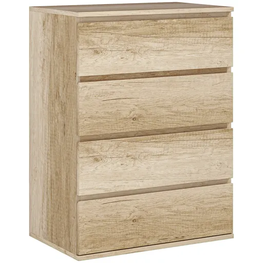 HOMCOM Comodă 4 sertare mobilier de depozitare design minimalist fără mânere 60 x 40 x 80 cm natural | Aosom Romania