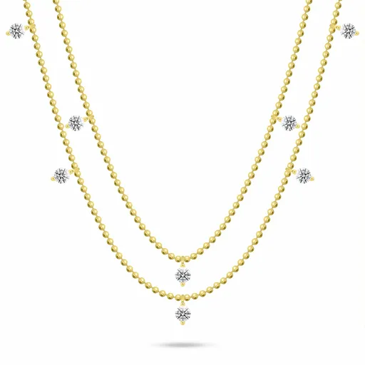 Brilio Silver Colier dublu cu mărgele și zirconii cubice NCL187Y