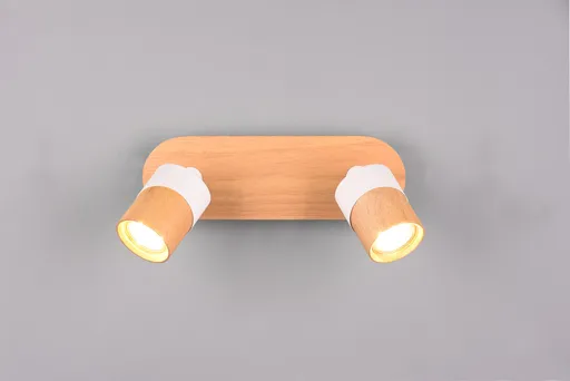 Plafoniera Aruni, TRIO, 28x9x15 cm, 10W, 2x GU10, lemn, natur/alb