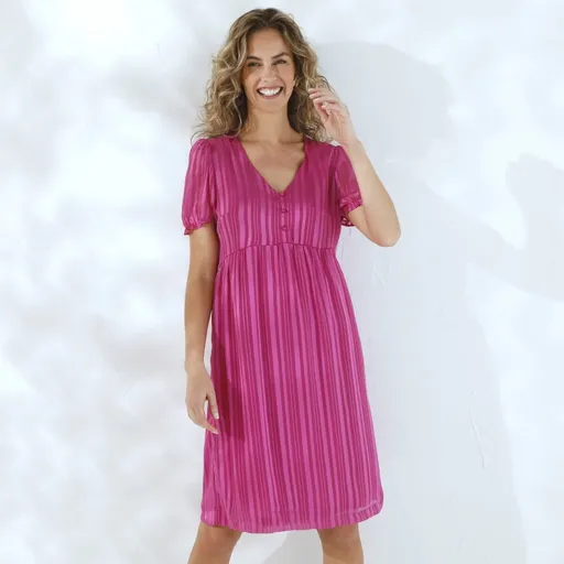 Rochie scurtă din voal Jacquard de culoare solidă