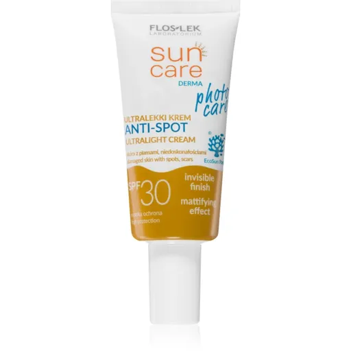 FlosLek Laboratorium Sun Care Derma Photo Care crema fata iluminatoare de protectie pentru pielea cu imperfectiuni SPF 30 30 ml