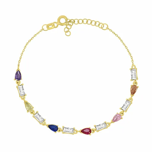Brilio Silver Brățară fermecătoare placată cu aur cu zirconiu colorat BRC235YRBW