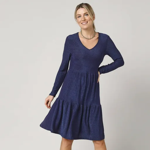 Rochie scurtă din țesătură tricotată lucioasă