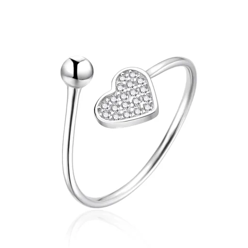 Agato Inel deschis din argint cu inimioară AGT-R36W 52 mm